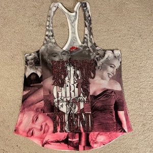 Pink and Black Marilyn Monroe Tank Top